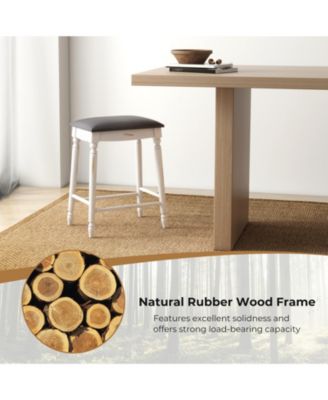 24 inch Bar Stool Set of 2 with Padded Seat Cushions and Wood Legs