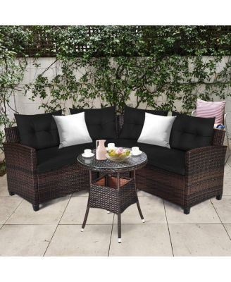 4 Pieces Outdoor Cushioned Rattan Furniture Set