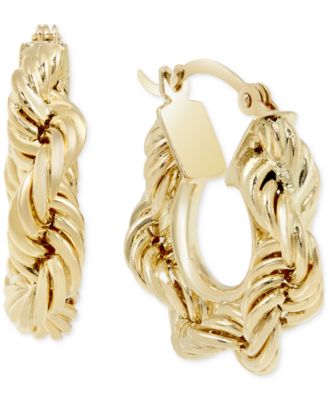 Chunky Rope Chain Hoop Earrings in 10k Gold
