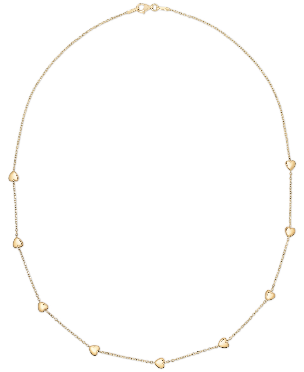 MACY'S POLISHED PUFFED HEART 18" STATION NECKLACE IN 10K YELLOW GOLD 