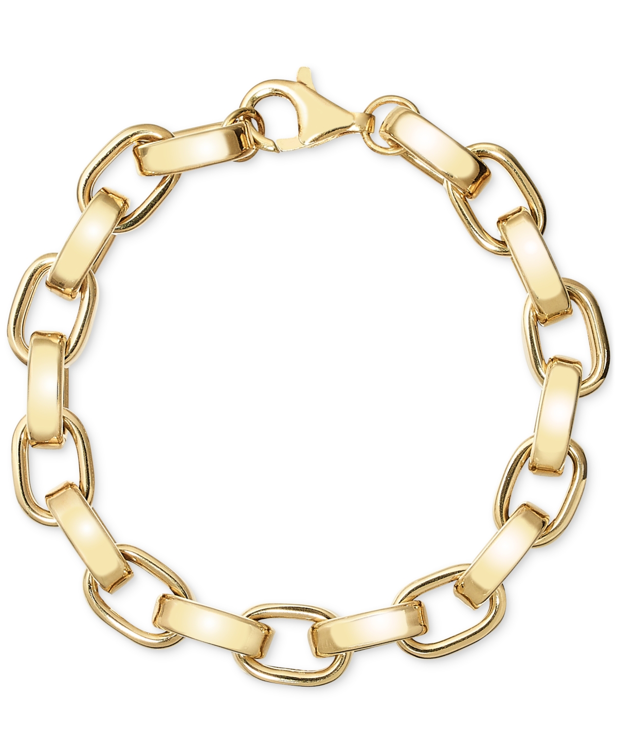 Macy's Polished Rolo Link Bracelet In 14k Gold Over Sterling Silver In Gold Over Silver