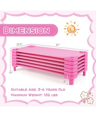 Pack of 6 Kids Stackable Naptime Cot 52" L x 23" W Daycare Rest Mat