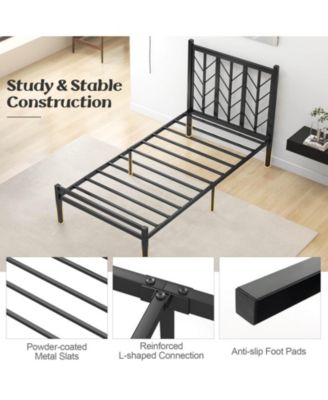 Twin Size Platform Bed with Headboard 11.5" Under Bed Storage Easy Assembly