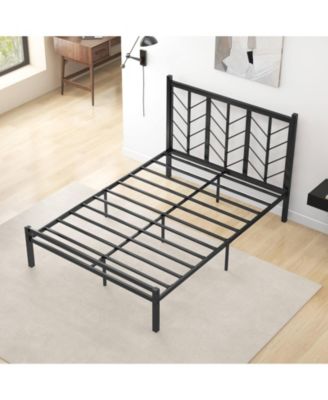 Full Size Platform Bed with Headboard 11.5" Under Bed Storage Easy Assembly