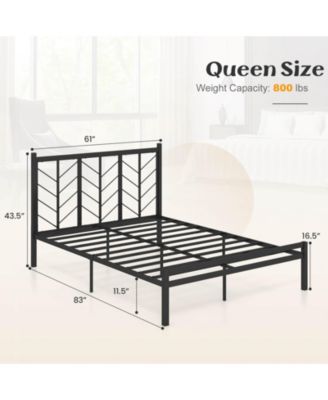 Queen Size Platform Bed with Headboard 11.5" Under Bed Storage Easy Assembly