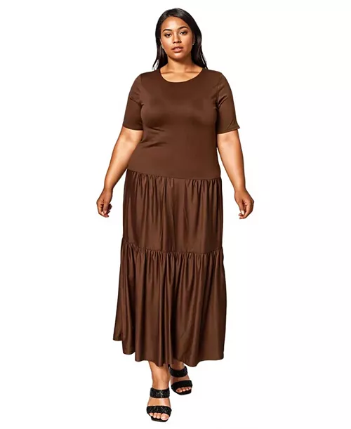 plus size jourdan tiered maxi dress
