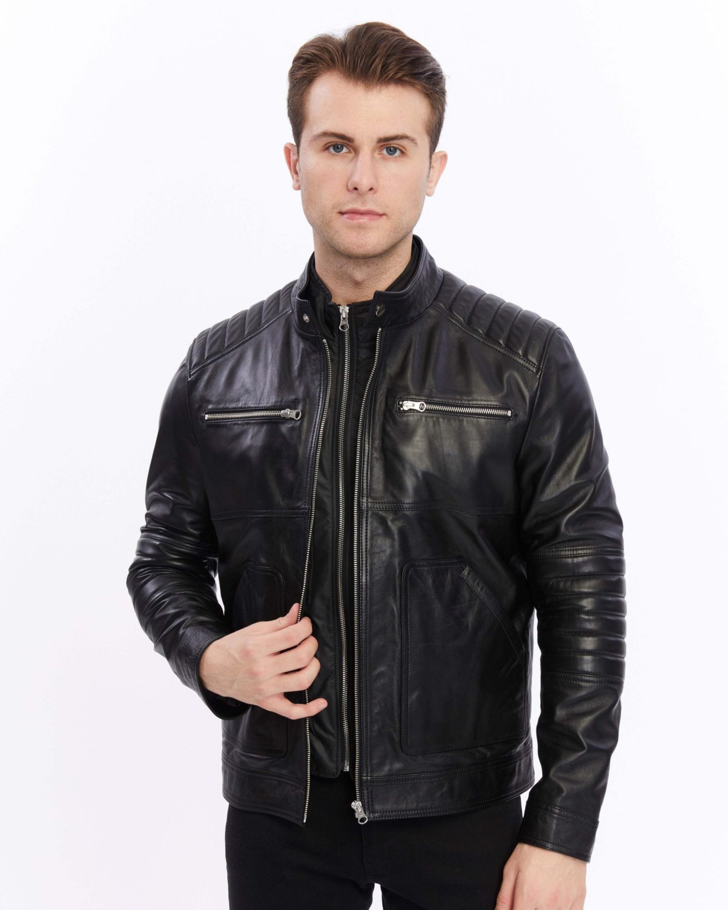 Мужская куртка Furniq UK Henry Leather, цвет: Чёрный — фото 3