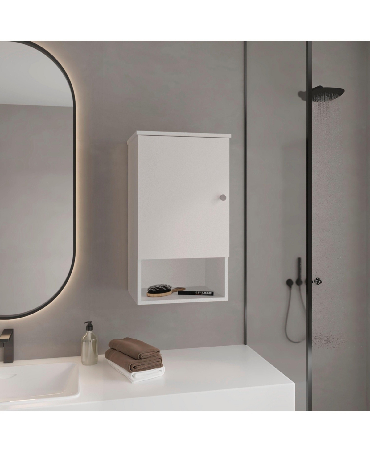 Depot E-Shop Nulato Medicine Cabinet with 1 Door and 3 Shelves, Black