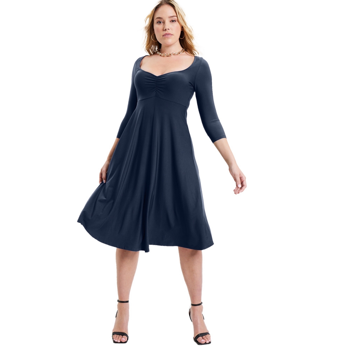 Women's Plus Size Sweetheart Swing Dress - Watercolor tie dye