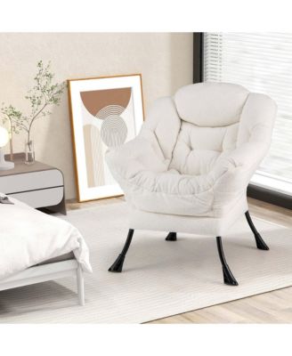 Large Cozy Head Pillow Stylish Tufted Back & Seat Armrests Lazy Chair