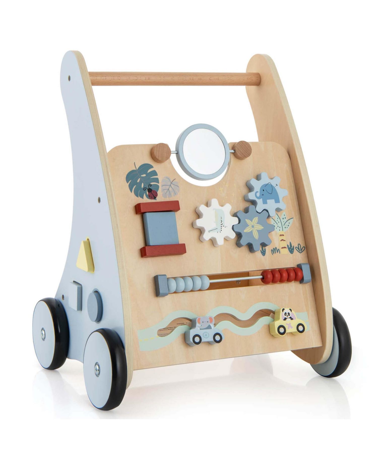 Wooden Baby Walker Push & Pull Walker with Multi-Activity Center