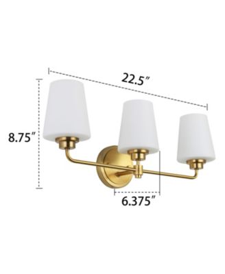22.5 in. W 3-Light White Plus Gold Bathroom Vanity Light with Shade