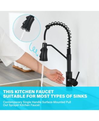 Pull out Touchless Single Handle Kitchen Faucet with MotionSense In Black