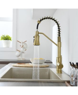 Pull out Touchless Single Handle Kitchen Faucet with MotionSense In Brushed Gold