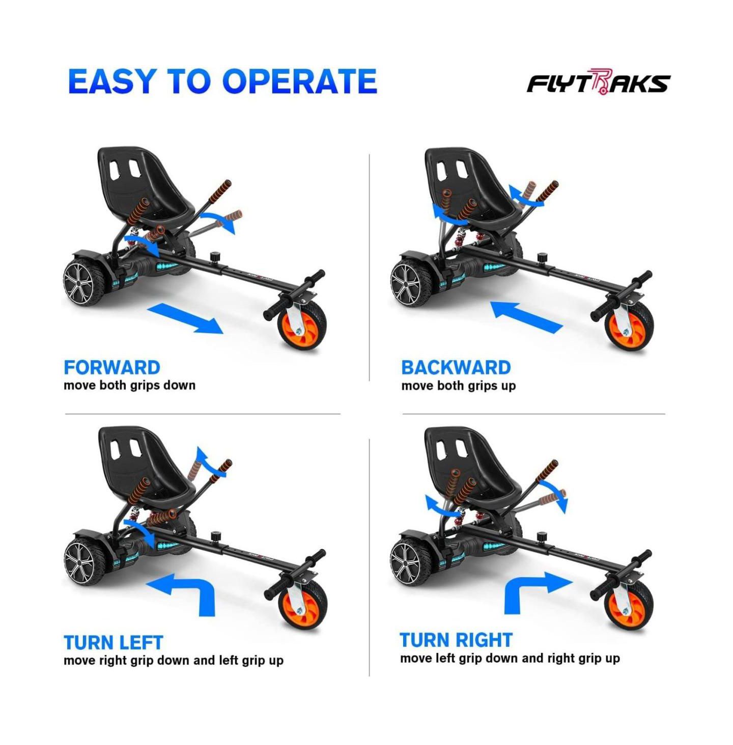 Насадка-картинг Gyroor K2 для гироборда 6.5", 8" и 10", для детей и взрослых, цвет: Чёрный — фото 4