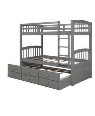 Streamdale Twin Bunk Bed with Ladder, Rail, Trundle and Drawers
