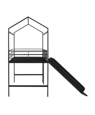 Streamdale Twin Loft Metal Bed with Slide and Writable Board