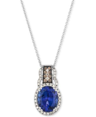 Le Vian - Blueberry Tanzanite (2-1/2 ct. t.w.) & Diamond (1/4 ct. t.w.) 20" Adjustable Pendant Necklace in 14k White Gold