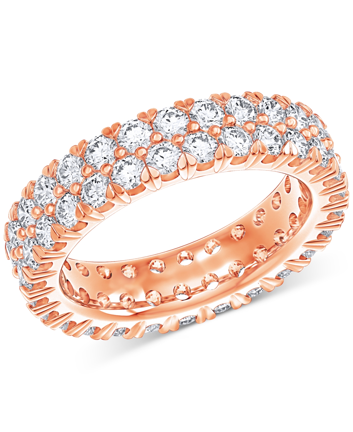 Macy's Diamond Double Row Eternity Ring (3 Ct. T.w.) In Platinum, 14k White Gold, 14k Gold, Or 14k Rose Gol In Rose Gold
