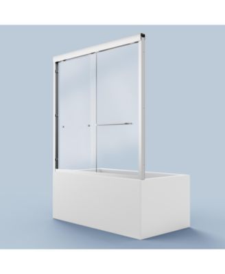 Luxurious Semi-Frameless Bathtub Door Adjusts 56-60", Easy Access, Water-Resistant
