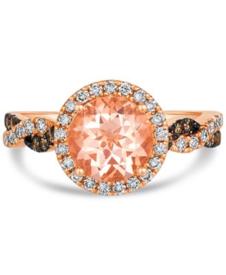 Morganite (1-3/8 ct. t.w.) & Diamond (3/8 ct. t.w.) Halo Ring in 14k Rose Gold