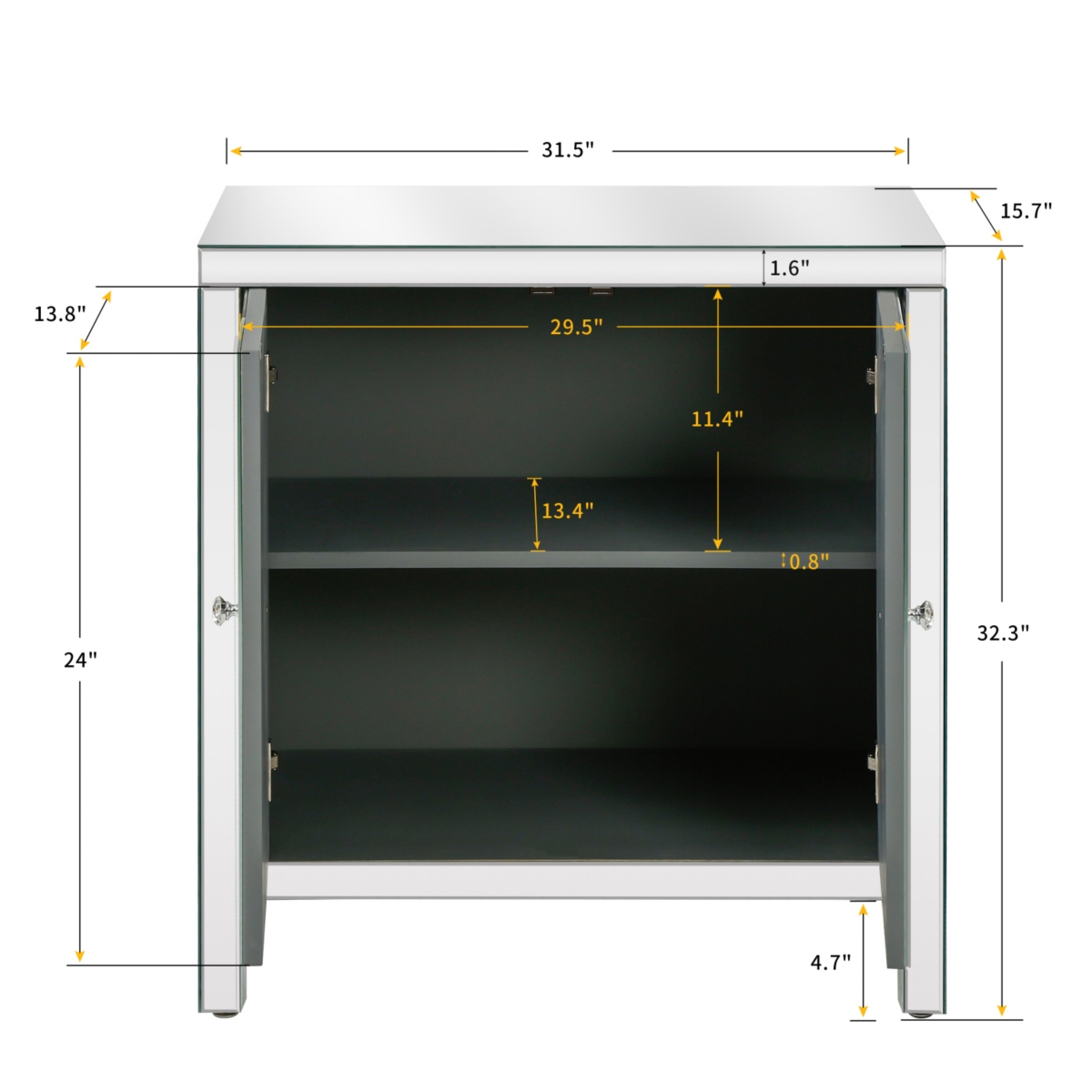 Streamdale Furniture Mirror-trimmed diamond design storage cabinet for any room