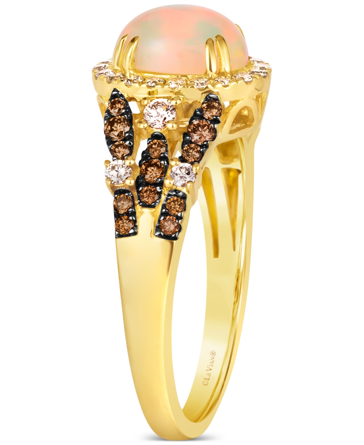Le Vian Opal (5/8 Ct. T.w.) & Diamond (1/2 Ct. T.w.) Halo Ring In 14k Yellow Gold In Gold