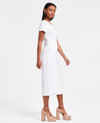Women's Ruched Short-Sleeve Midi Dress, Exclusively at Macy's
