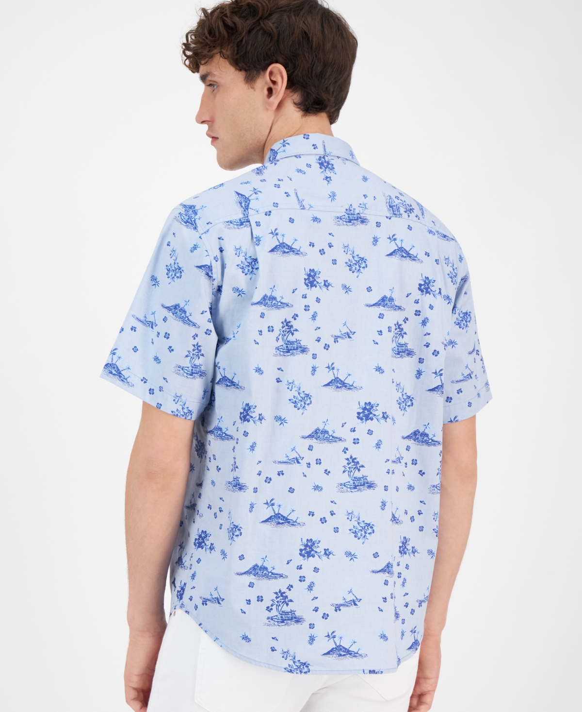 Tommy Bahama Men's Island Bound Chambray Short-sleeve Shirt In Aqua Ice