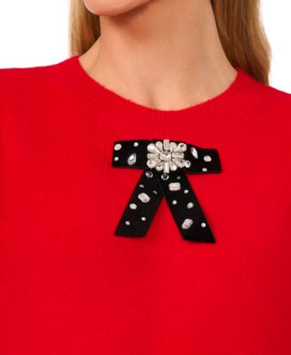 Women's Ribbon-Trim Short-Sleeve Sweater