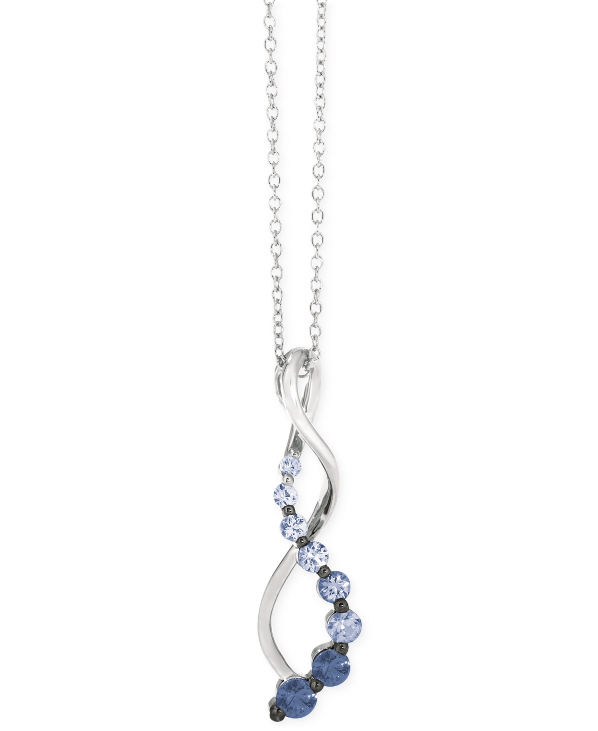 Le Vian Denim Ombre (3/8 Ct. T.w.) & White Sapphire Accent Swirl 19" Pendant Necklace In 14k White Gold In White Gold