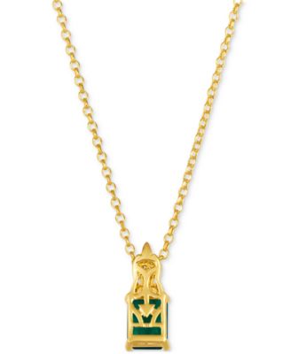 New Emerald (1-1/5 ct. t.w.) & Diamond (1/10 ct. t.w.) 19" Pendant Necklace in 14k Yellow Gold