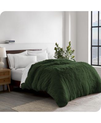 Shaggy Fleece Plush Front Crystal Velvet Back Duvet Cover, Queen