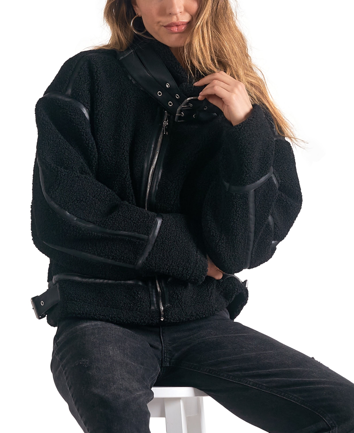 Elan Women's Faux-Fur Trimmed Bomber Jacket