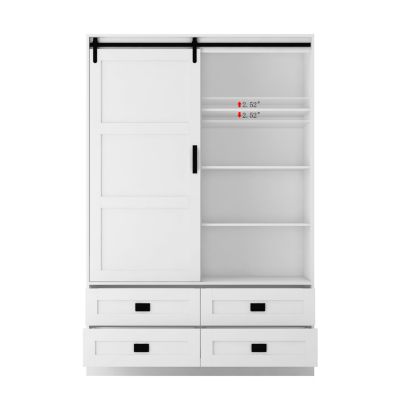 Tall Bedroom Armoire Wardrobe Closet with Barn Door