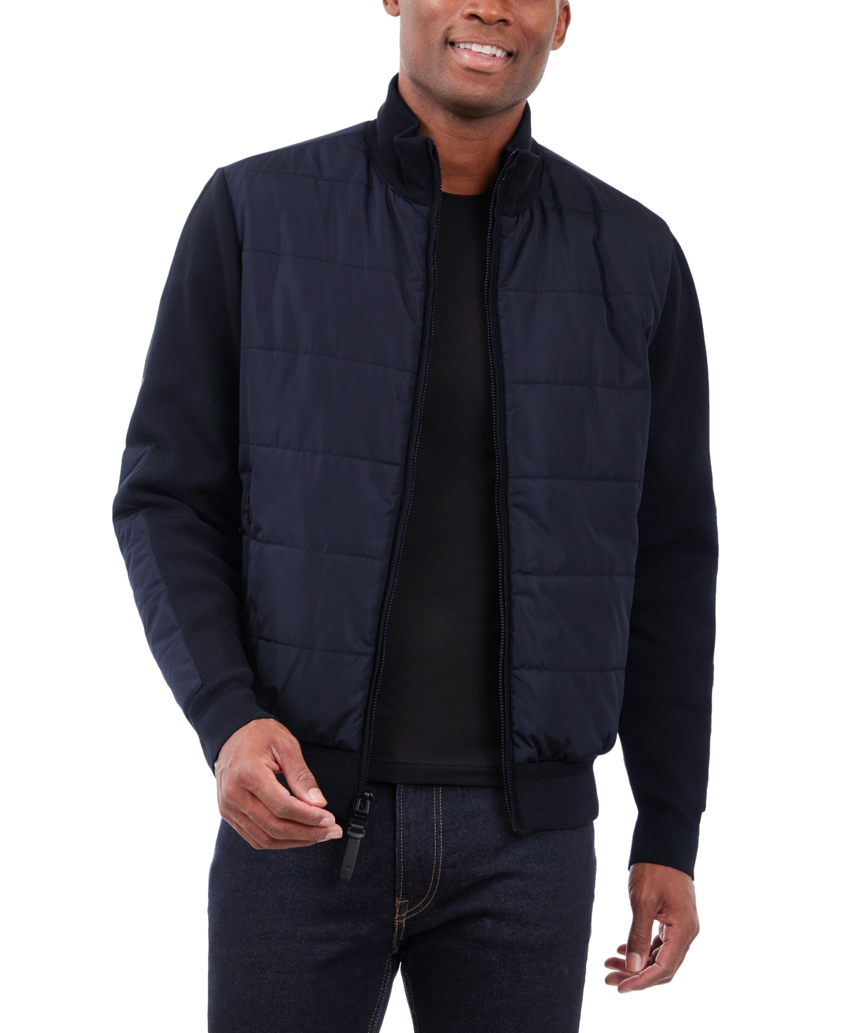 Michael Kors Men's Mixed-Media Knit-Sleeve Puffer Jacket