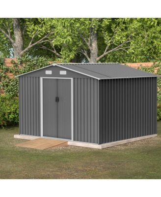 Galvanized Steel Storage Shed, 10x8 with Sliding Doors