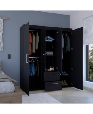 Valier Metal Accent Multi-Storage Deluxe Wardrobe Armoire