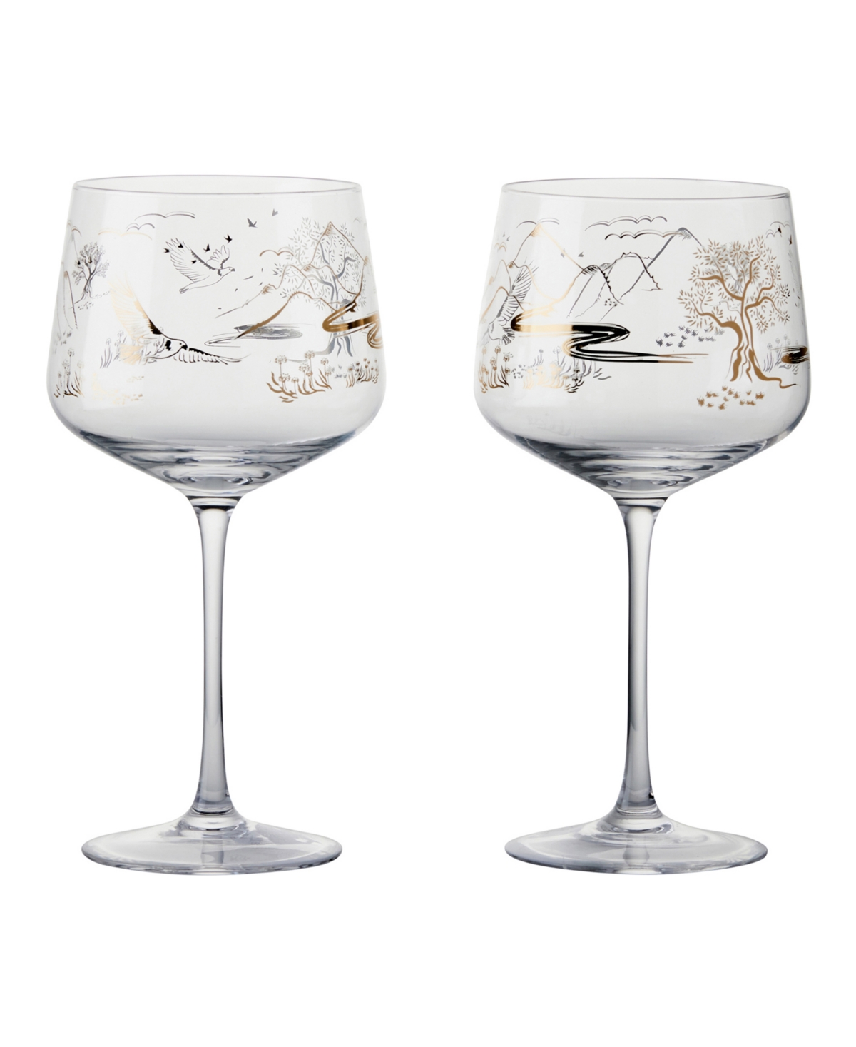 Anton Studio Designs Skye Gin Glasses, Set Of 2 In Gold