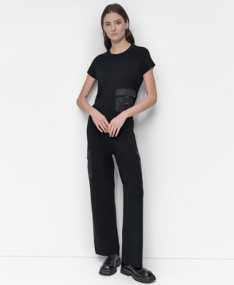 Women's Knit Straight-Leg Cargo Pants
