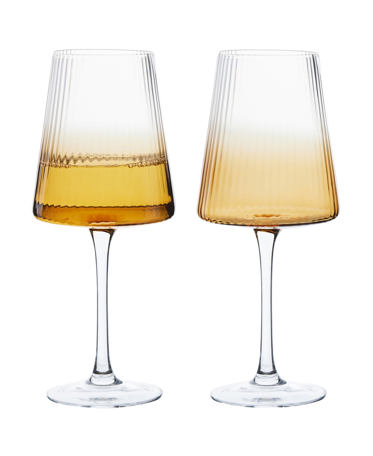 Anton Studio Designs Empire Wine Glasses Amber, Set Of 2 In Amber