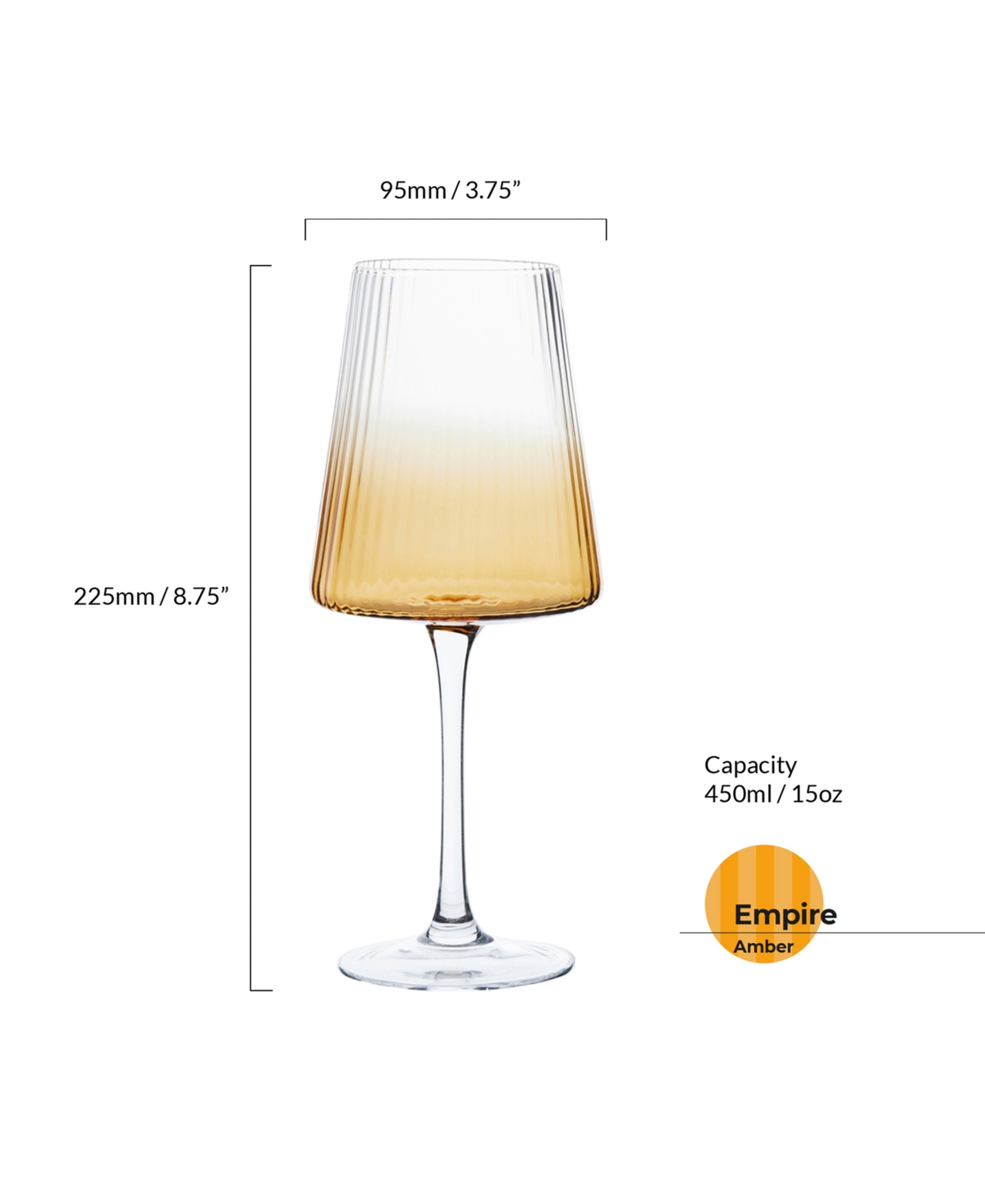 Anton Studio Designs Empire Wine Glasses Amber, Set Of 2 In Amber