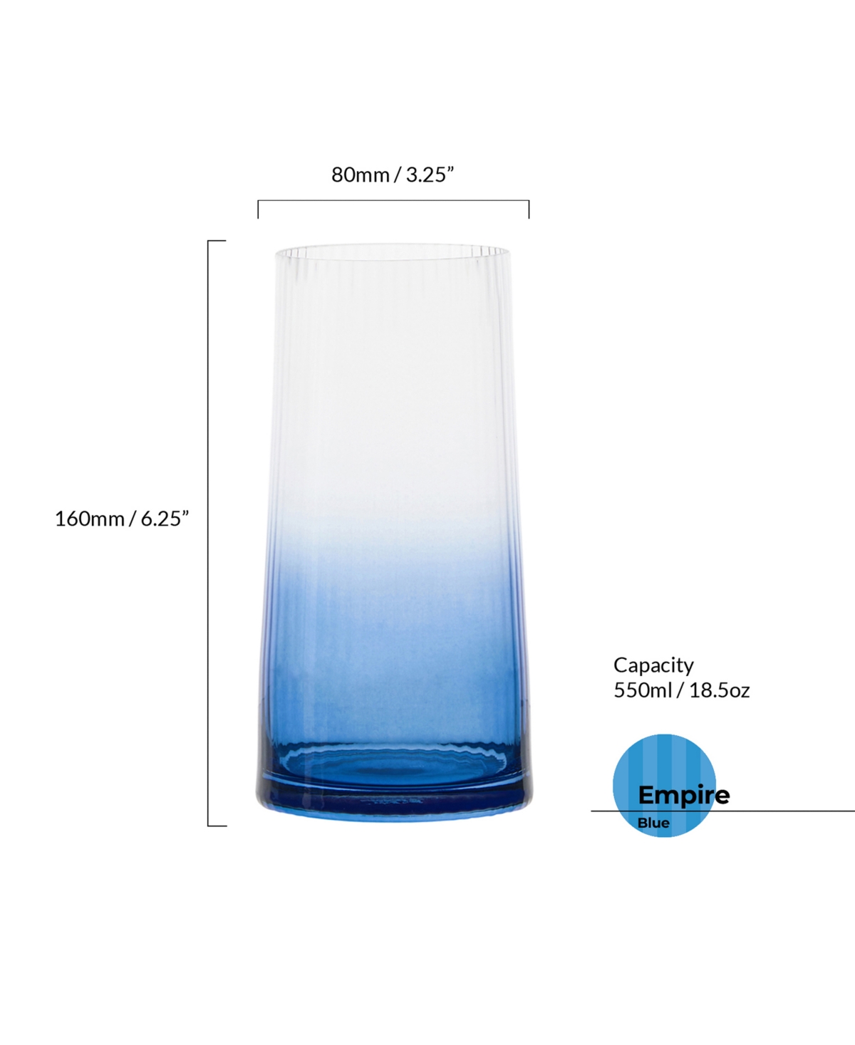Anton Studio Designs Empire Blue Highball Tumblers, Set Of 2 In Blue