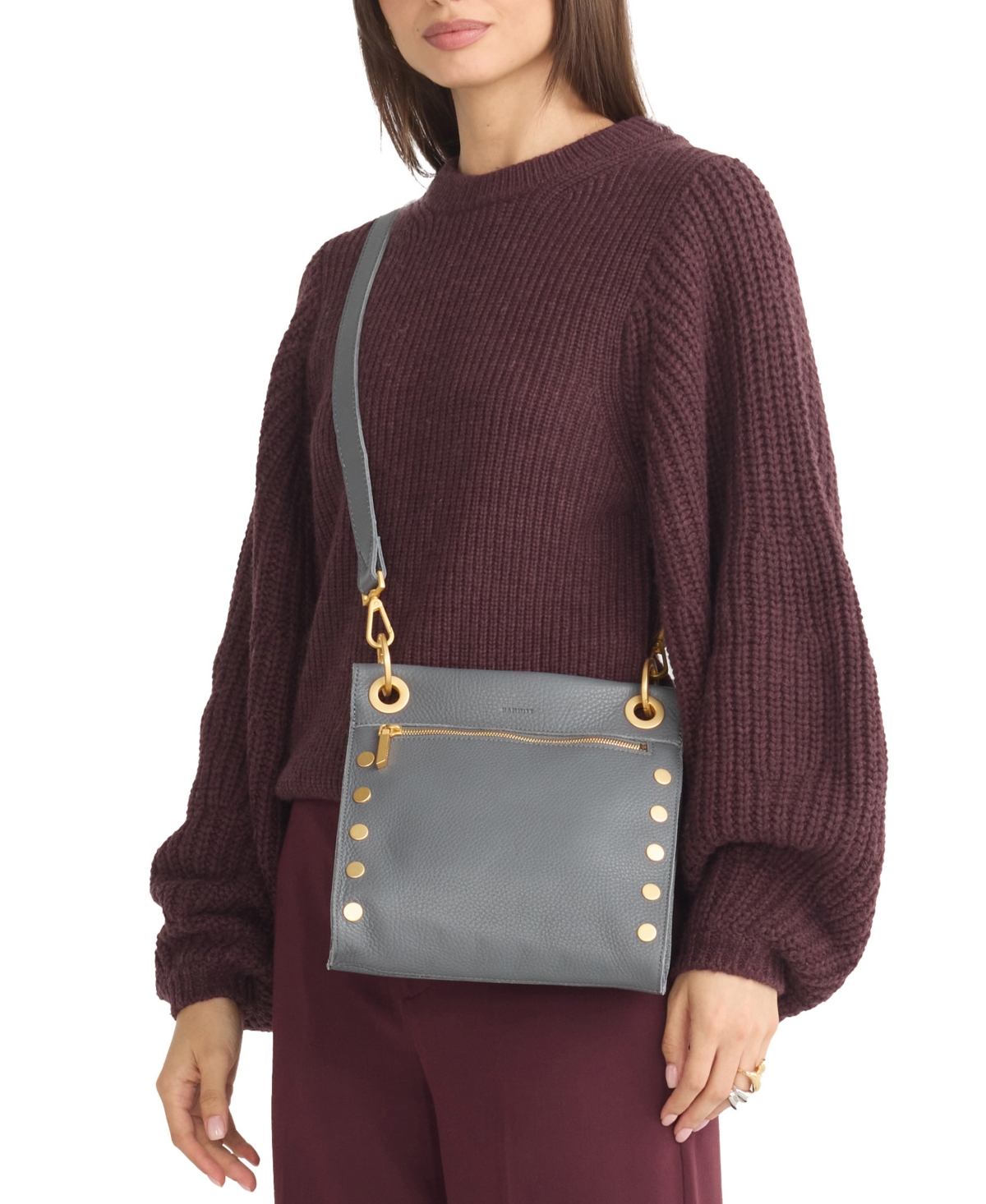 Tony Medium Leather Crossbody - Mahog Pebble