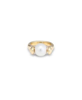 18k Gold Plated Metal Alloy Mother of Pearl Ring