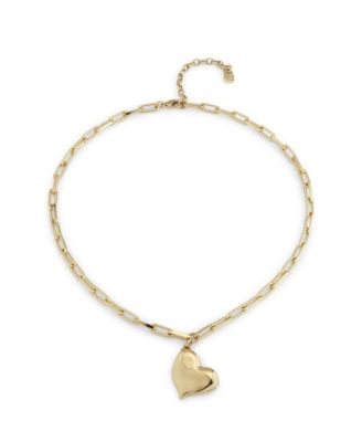 18k Gold-Plated Metal Alloy and Medium Sized Heart Necklace