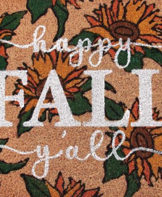 VCNY Home Happy Fall Y'all Sunflower Coir Outdoor Doormat, 18" x 30"