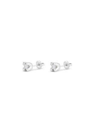 Sterling Silver Plated Metal Alloy and White Zircon Earrings 