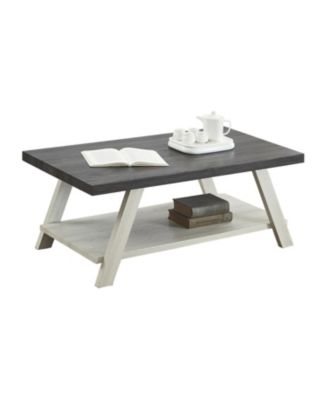 Two-Tone Wood Shelf Coffee Table in Weathered Charcoal and Beige