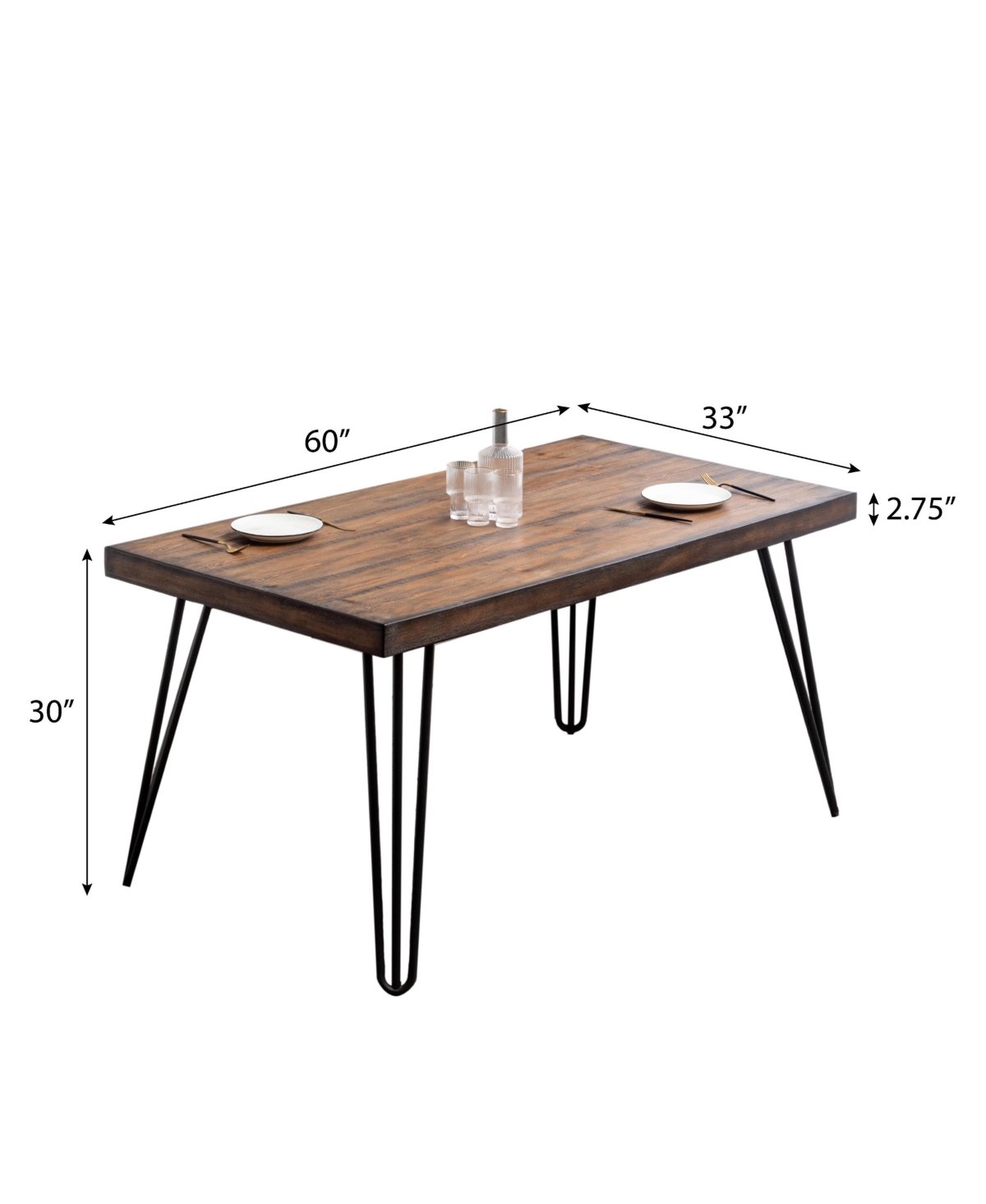 Streamdale Furniture 7-Piece Dining Set, Hairpin Dining Table with 6 Chairs, 4 Color Options